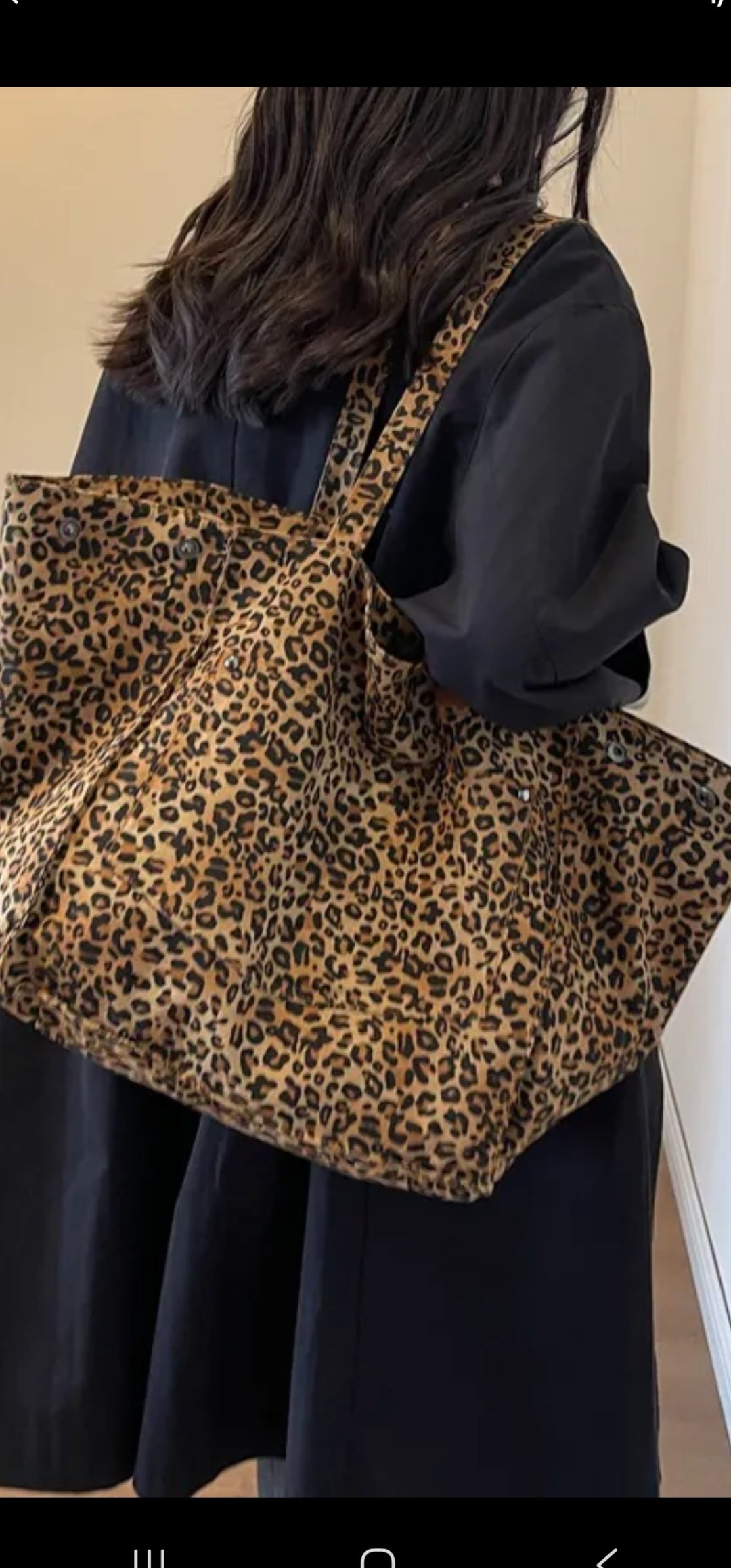Leopard Print Canvas Tote Bag