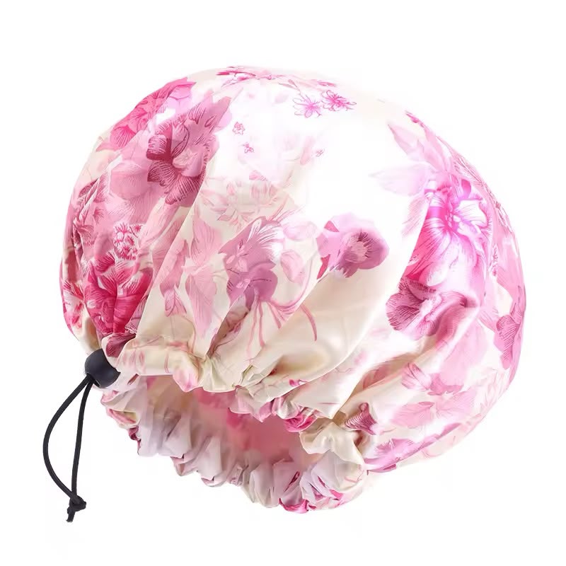Floral print shower cap