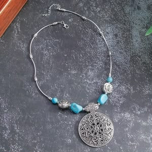 : Turquoise Western-Style Statement Necklace Collection – Vintage Boho Pendant Necklaces