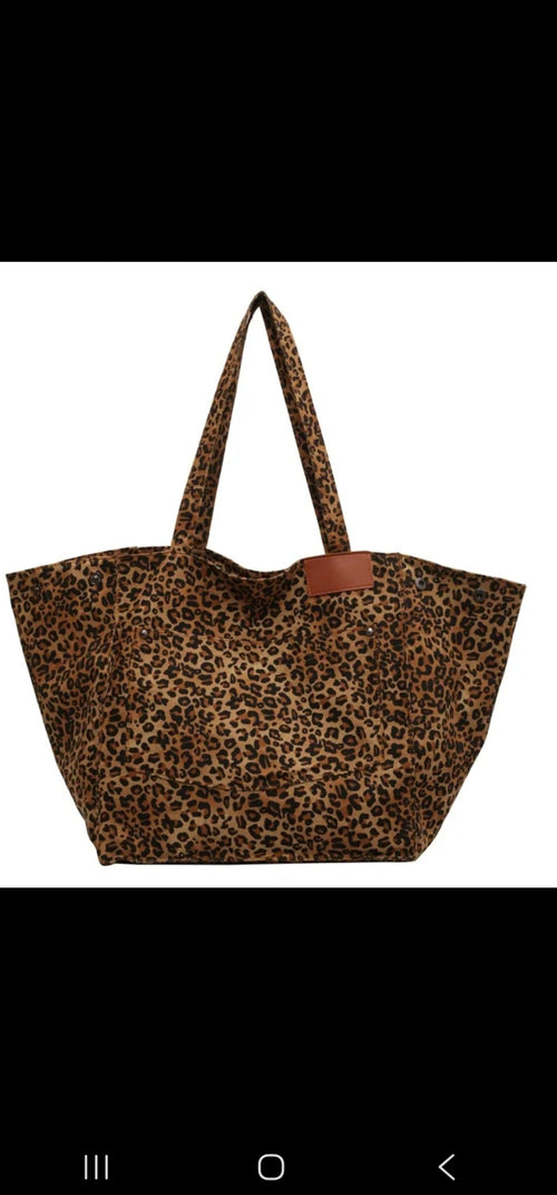 Leopard Print Canvas Tote Bag