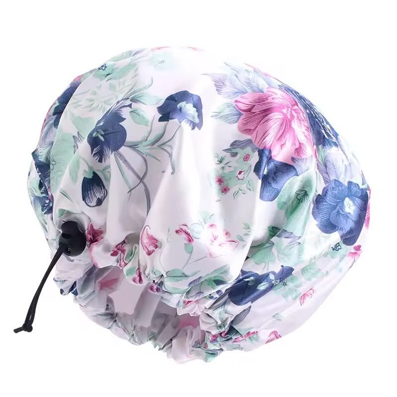 Floral print shower cap