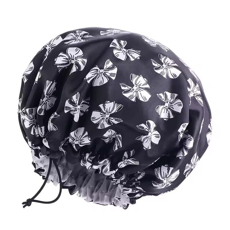 Floral print shower cap