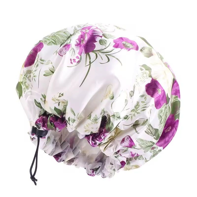 Floral print shower cap