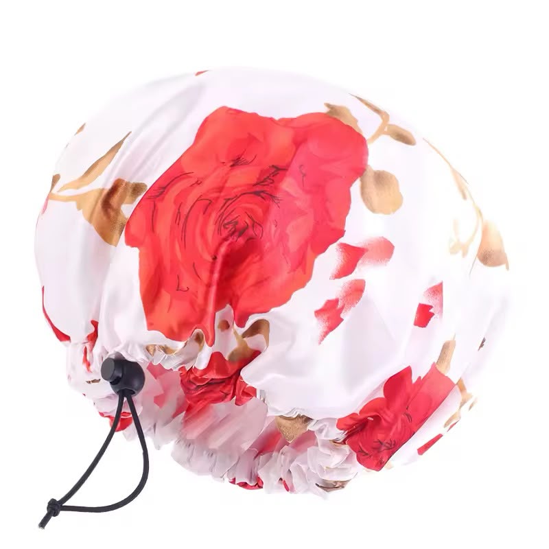 Floral print shower cap